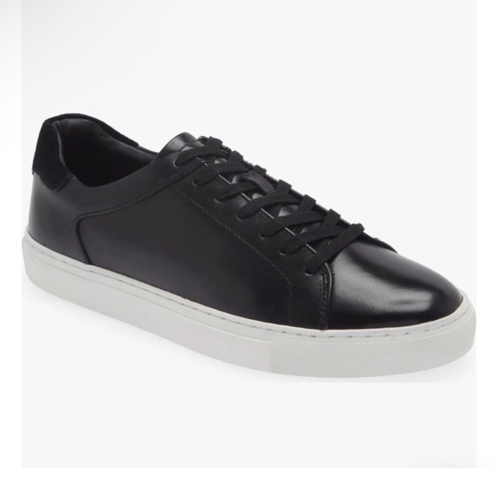 EUC Nordstrom Jace Black Leather Casual Sneakers Men’s Size 8.5M